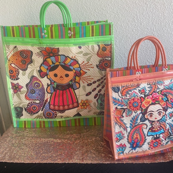 Market Bag recycled, Mexico art work! never used - Picture 2 of 5